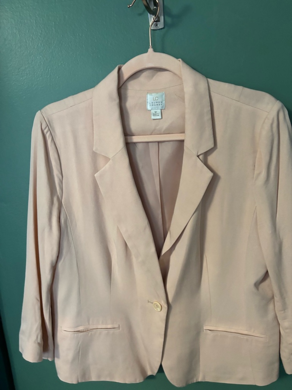 LC Lauren Conrad Pale Blush One-Button Notch Lapel Blazer